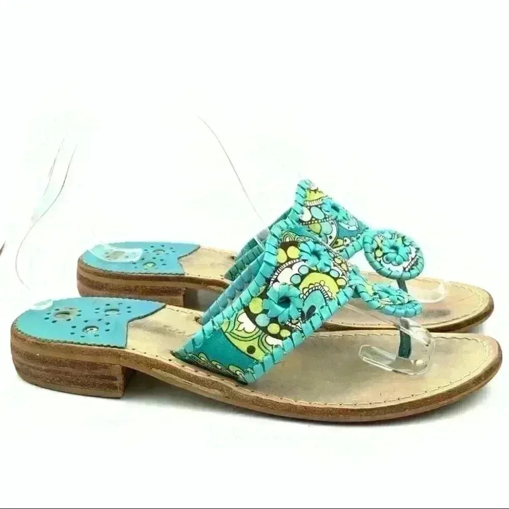 Jack Rogers sandals size 7 blue green Paisley